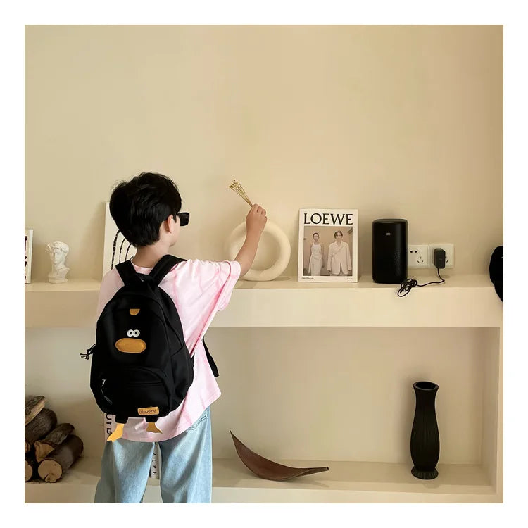 Kindergarten School Bag Cartoon Cute Duckling Burden Reduction Backpack Boys and Girls Campus Canvas Backpack