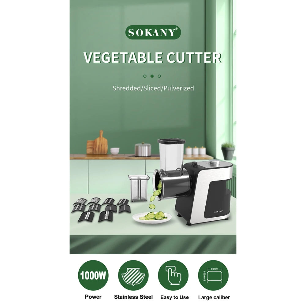1000W Electric Vegertable Chopper Cutter 5 In 1 Stainless Steel Food Processors Kitchen Mixer Multifunctional Potato Slicer 220V