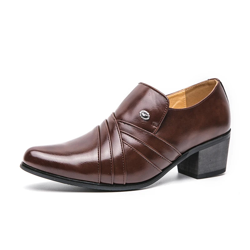New Business Formal Oxford Shoes for Men Casual Wedding Office Party High Heels Shoes Classic Men Shoes PU Leather Dress Shoes