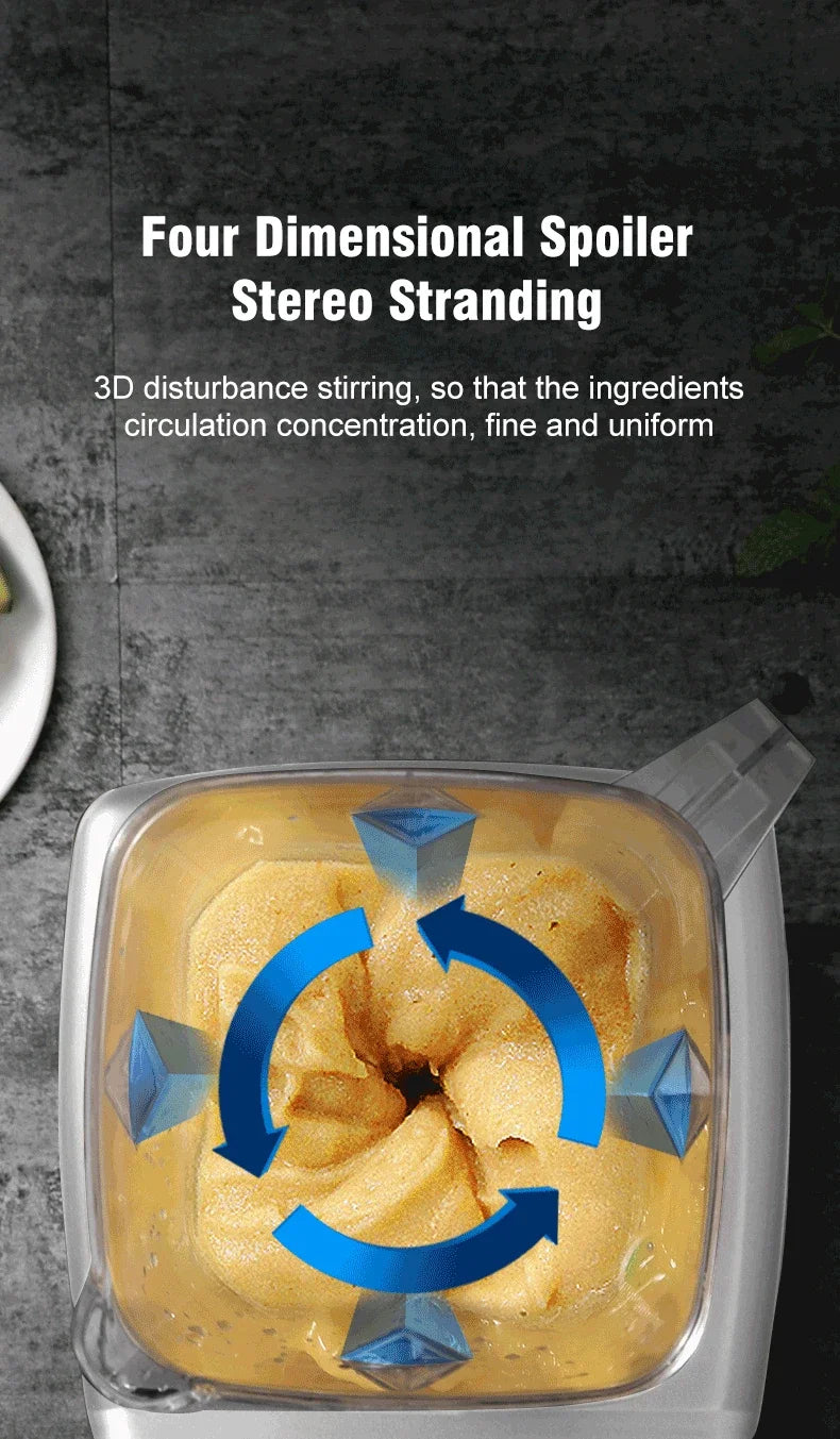 2000W Stationary Blender Heavy Duty Commercial Mixer Ice Smoothies Appliances for Kitchen Professional High Power Food Processor