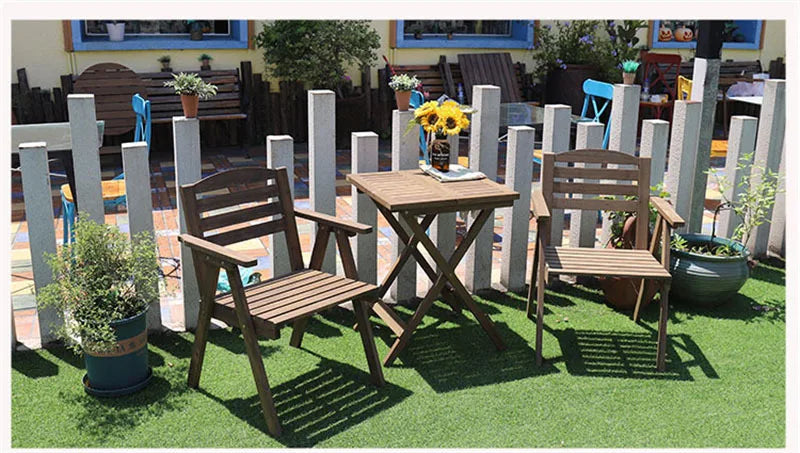 Nordic Solid Wood Garden Furniture Sets Patio Furniture Folding Portable Outdoor Garden and Terrace Set Outdoor Table Chair Set