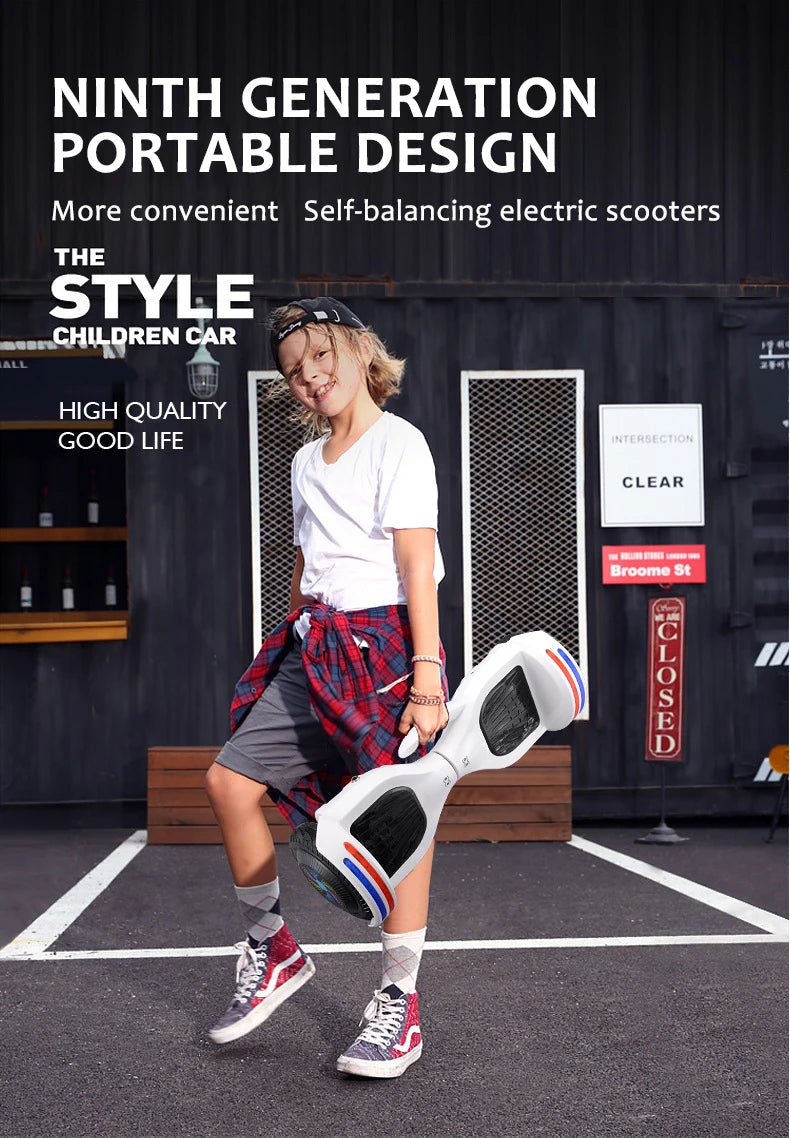 Hot Sale 2024 7inch Electric Hoverboard with LED Lights Balance Wheel 8.5inch China A8 300w 36v Double Wheel Hover Scooter