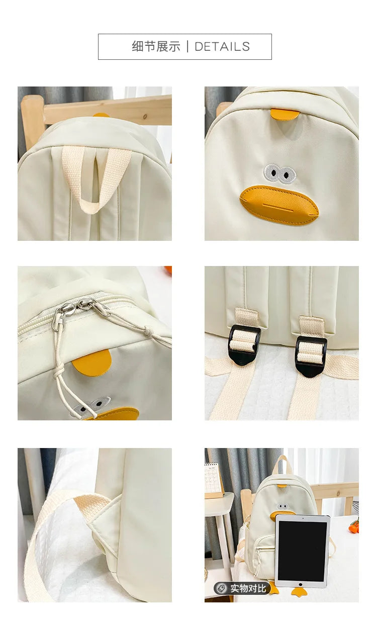 Kindergarten School Bag Cartoon Cute Duckling Burden Reduction Backpack Boys and Girls Campus Canvas Backpack