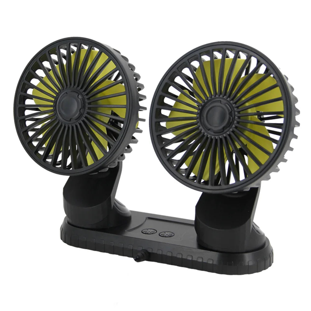 USB Powered Car Fan Multi-Angle Rotatable Dual Head 3-Speed Dashboard ABS Three Speeds Summer Cooling Fan Accessories