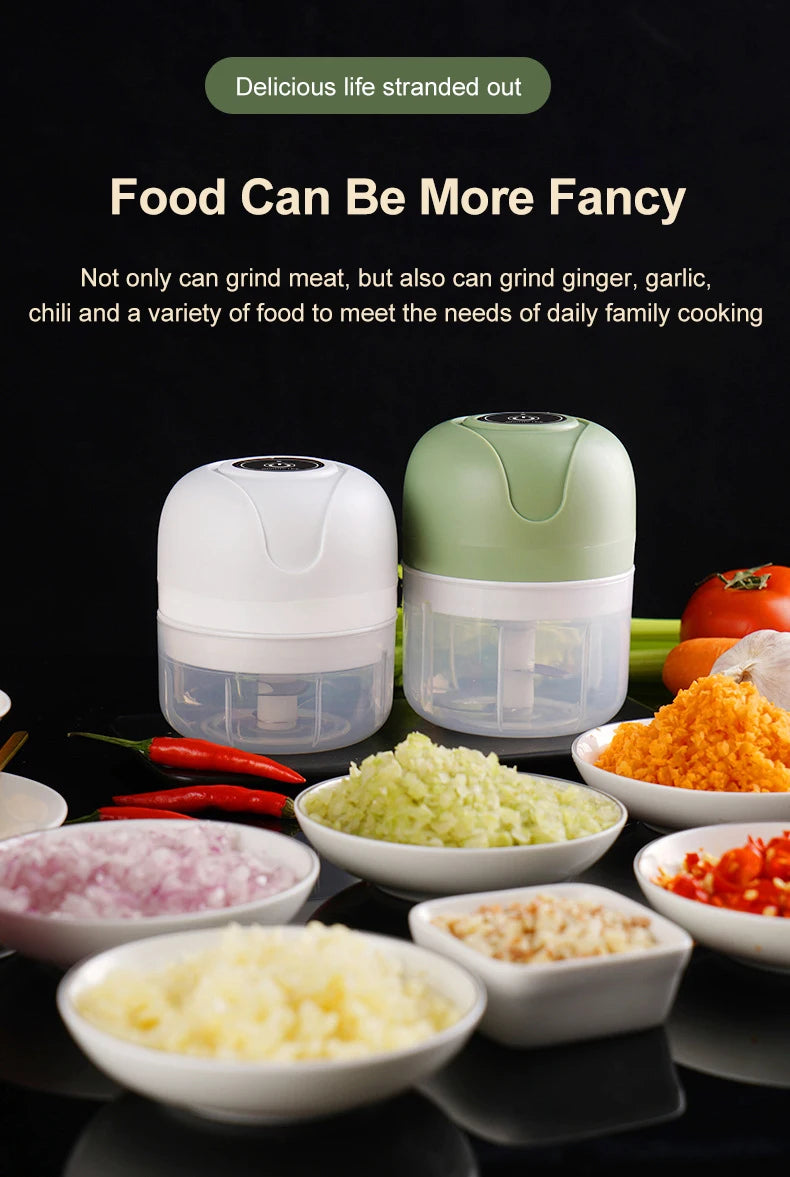 100/250ml Electric Garlic Masher Machine Mini USB charging Food Processor for Nuts Vegetable BlackPepper Chili Kitchen Tools
