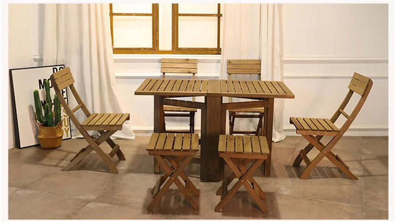Nordic Solid Wood Garden Furniture Sets Patio Furniture Folding Portable Outdoor Garden and Terrace Set Outdoor Table Chair Set