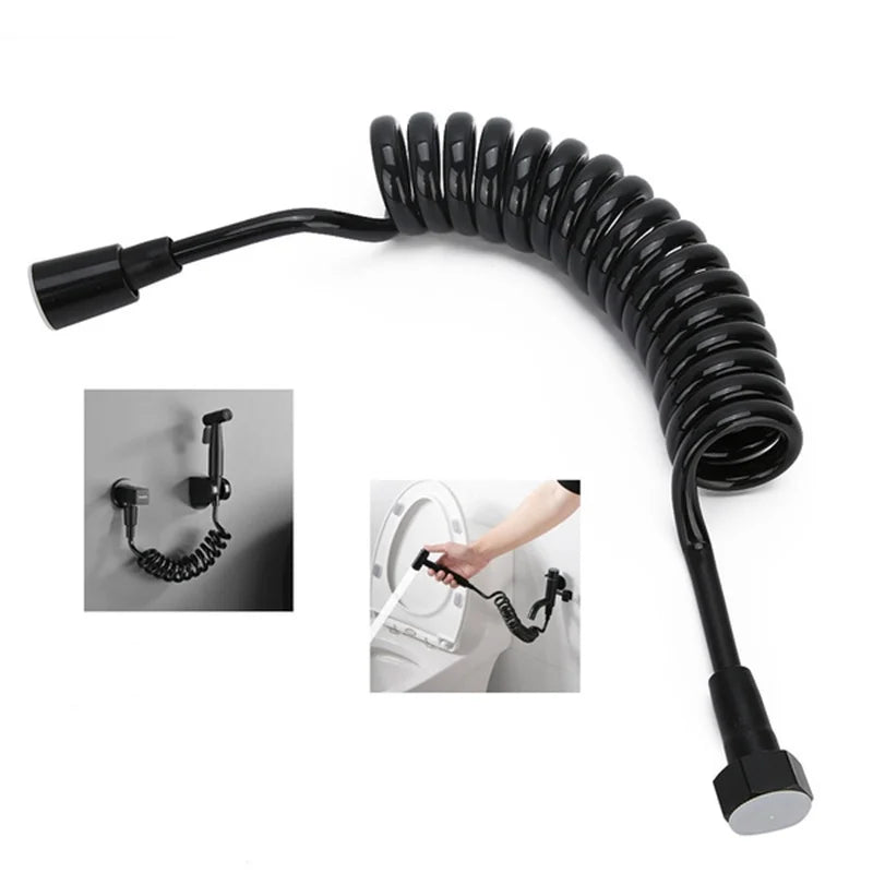 1.5/2m Telephone Line Style Spring Flexible Shower Hose Water Plumbing Toilet Bidet Sprayer Gun Connect Pipe Bathroom Accessorie