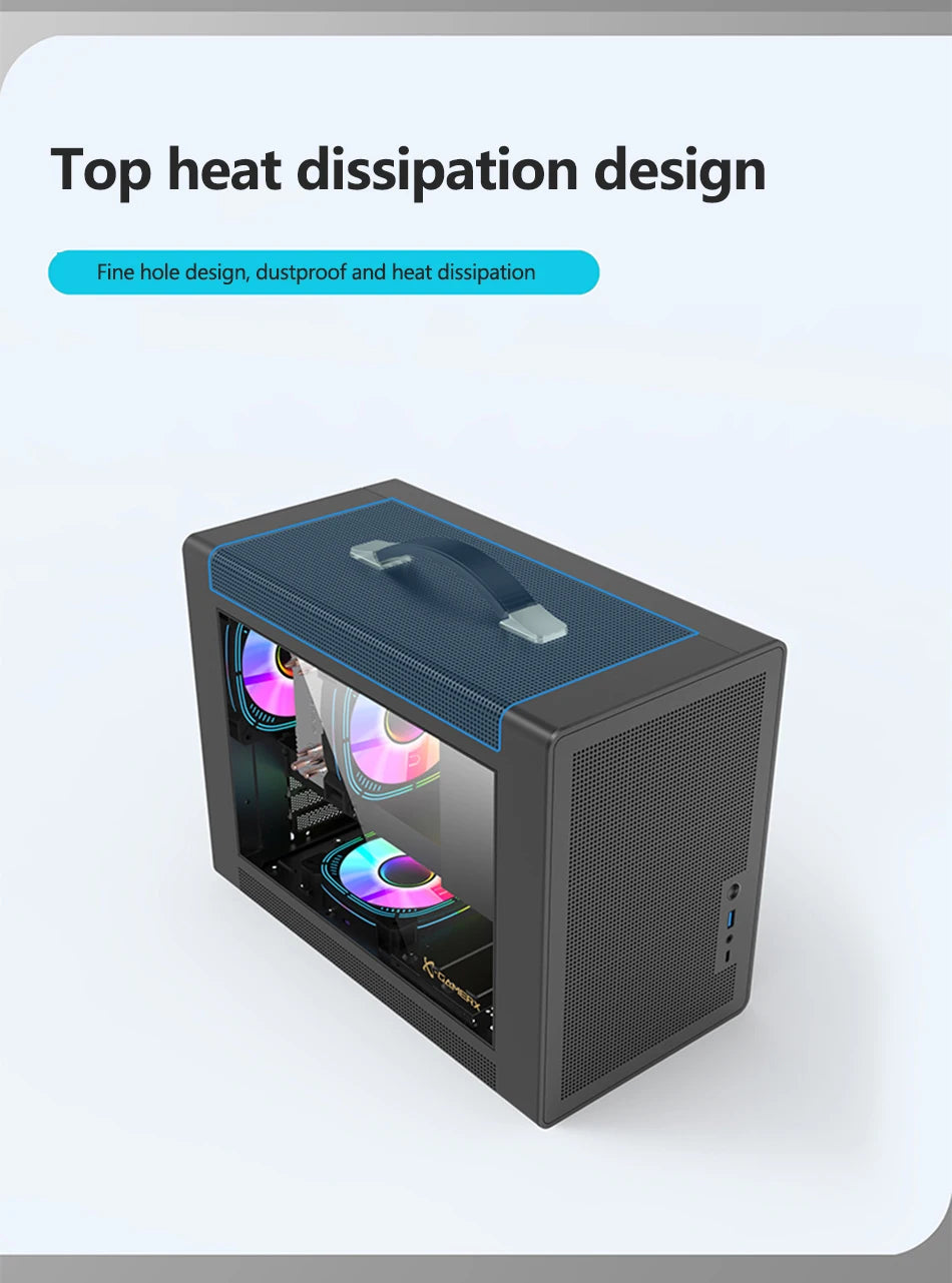 Power Train P60 Desktop MATX Case Handheld Portable Mesh Version PC Small Chassis Supports 350mm Graphics Card Type-C Interface