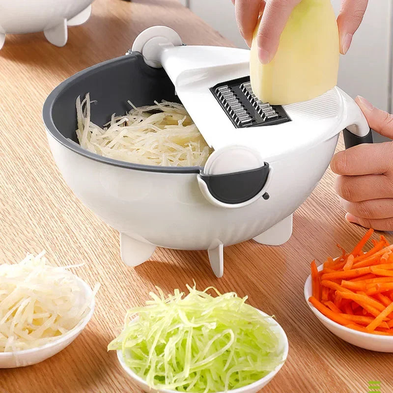 Multifunctional 2 In 1 Vegetable Slicer Cutter Chopper Fruit Strainer Basket Spiralizer Grater Food Peeler Mandoline Shredder