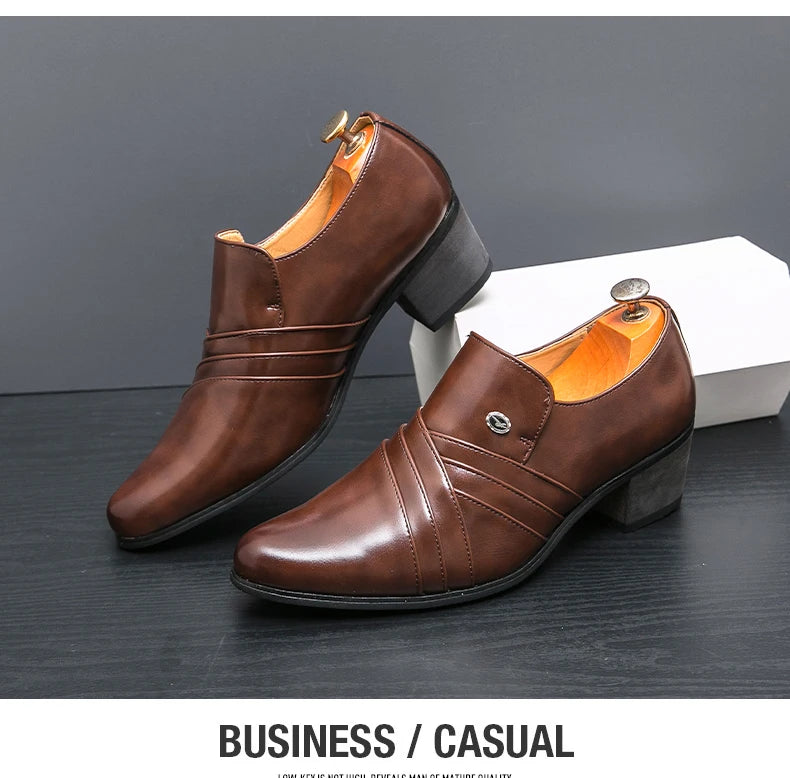 New Business Formal Oxford Shoes for Men Casual Wedding Office Party High Heels Shoes Classic Men Shoes PU Leather Dress Shoes
