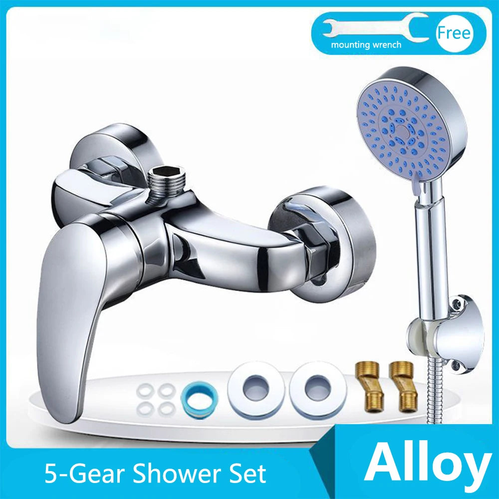 150MM Rainfall Thermostat Bathroom Shower Faucet Set Handheld Booster Showerhead Wall Mounted Brass Bath Hot & Cold Mixer Taps