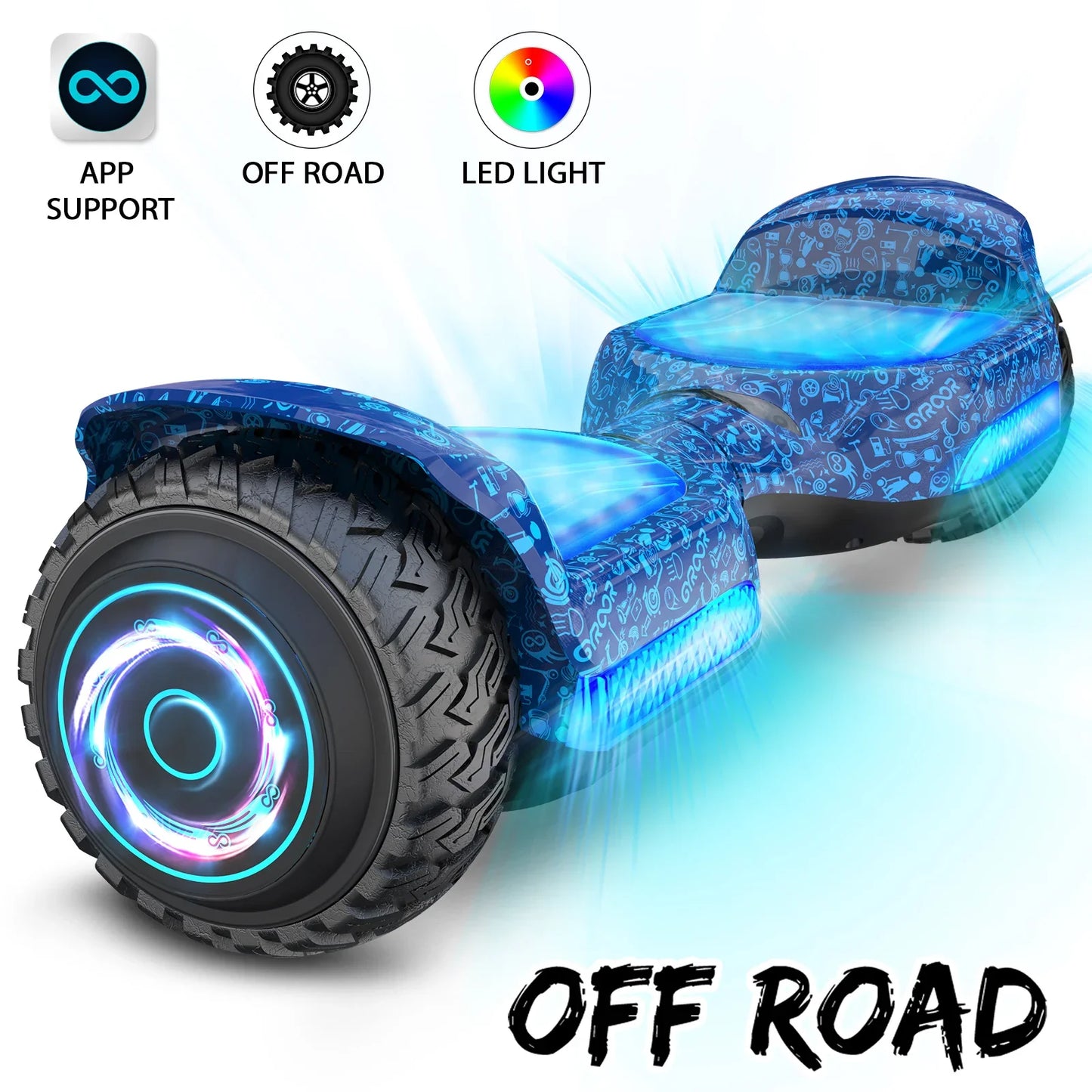 Off Road Motor LED Light Hoverboard With Chinese Battery Manufacturer 250w*2 6.5 Inch OEM Electric Balance Smart Balance Wheel