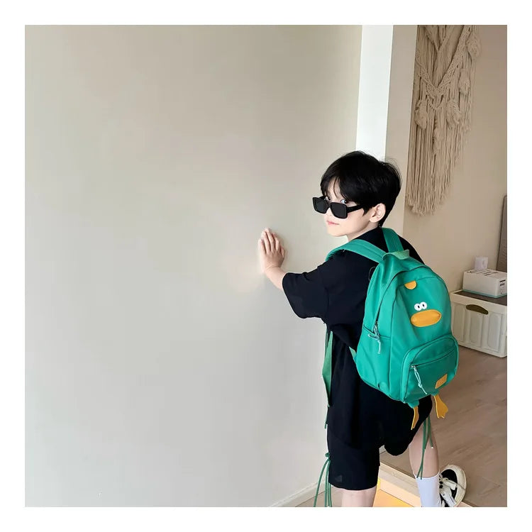 Kindergarten School Bag Cartoon Cute Duckling Burden Reduction Backpack Boys and Girls Campus Canvas Backpack