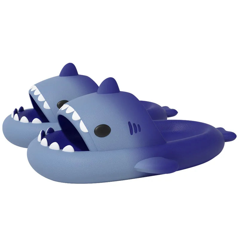 2024 Cute Summer EVA Gradient Shark Slippers Kids Candy Color Soft Indoor Sandals Women Men Fashion Outdoor Thick Sole Slides