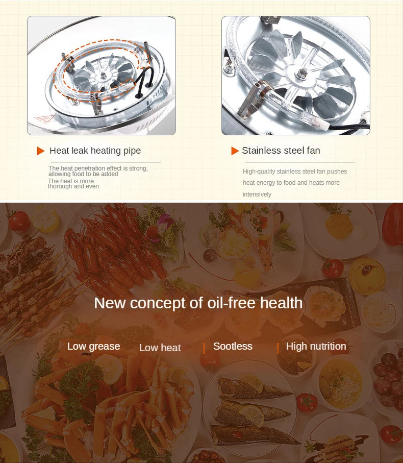 Household Oil-free Air fryer 12L smart visual glass lightwave oven multi-function electric fryer oven air oven