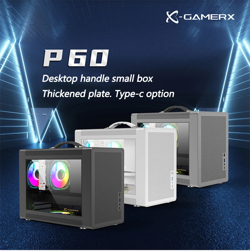 Power Train P60 Desktop MATX Case Handheld Portable Mesh Version PC Small Chassis Supports 350mm Graphics Card Type-C Interface