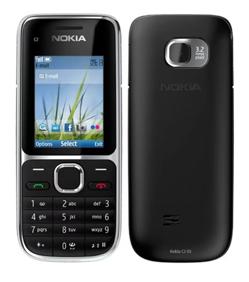 Nokia C2 C2-01 GSM Mobile Phone English&Hebrew Keyboard Support The Logo on Button Unlocked 2G 3G Cellphone used phone
