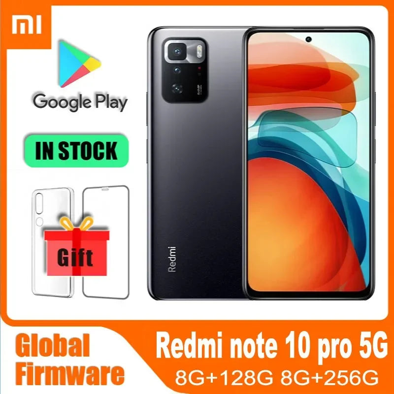 Smartphone Xiaomi Redmi Note 10 pro 5G Global firmware 6GB 128GB Dimensity 1100 android 11 Cellphone 6.5"64MP Mobile used phone
