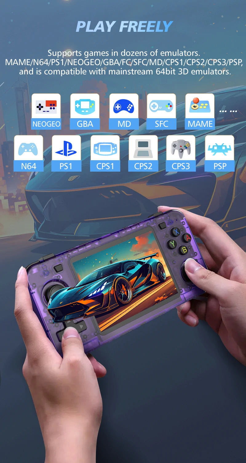 R36H Retro Handheld Game Console ARKOS System Kid Christmas Gift Portable Pocket Video Player 3.5 Inch IPS Screen R36S landscape