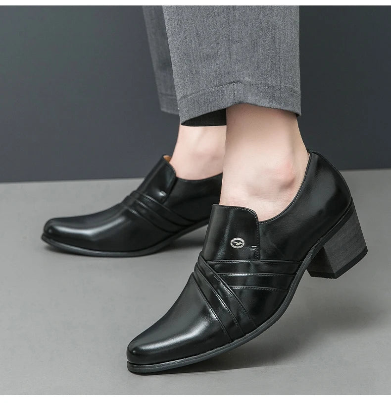 New Business Formal Oxford Shoes for Men Casual Wedding Office Party High Heels Shoes Classic Men Shoes PU Leather Dress Shoes