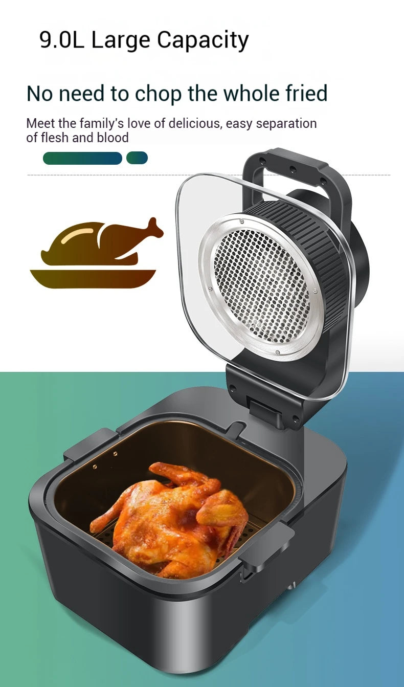 9L Multi functional Home Smart Air Fryer with Large Capacity Touch Screen Reservation Non stick Inner Perspective Oven