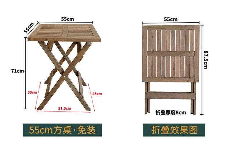 Nordic Solid Wood Garden Furniture Sets Patio Furniture Folding Portable Outdoor Garden and Terrace Set Outdoor Table Chair Set