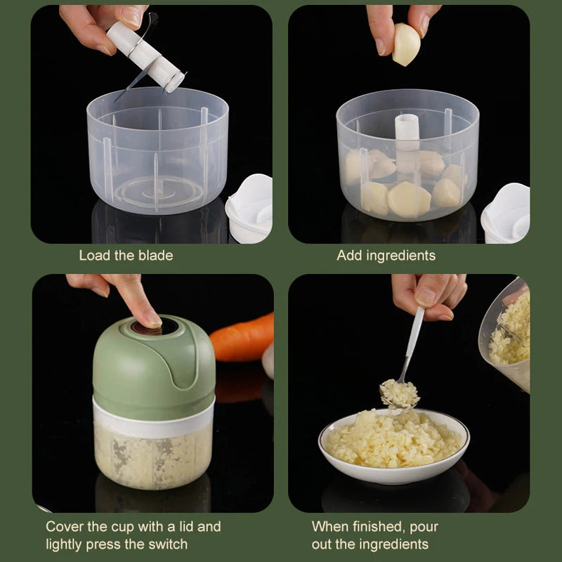 100/250ml Electric Garlic Masher Machine Mini USB charging Food Processor for Nuts Vegetable BlackPepper Chili Kitchen Tools