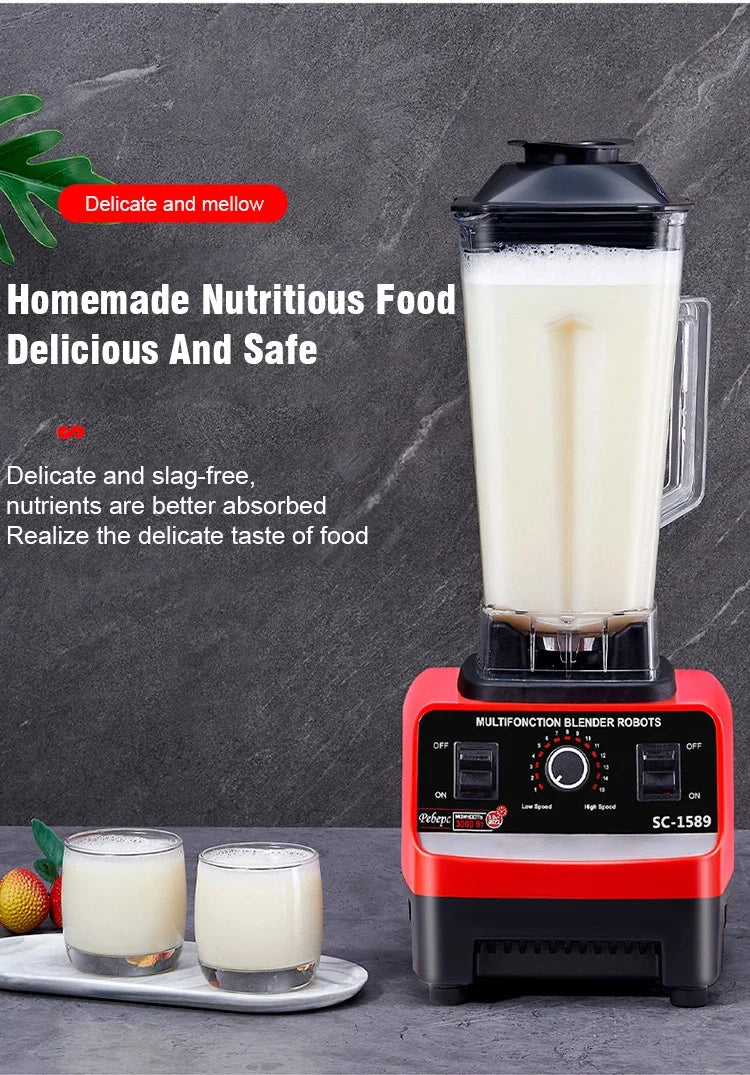 2000W Heavy Duty Commercial Blender Fruit Mixer Juicer Food Processor Ice Smoothies Blender High Power Juice maker Crusher 220V