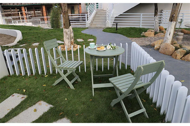 Nordic Solid Wood Garden Furniture Sets Patio Furniture Folding Portable Outdoor Garden and Terrace Set Outdoor Table Chair Set