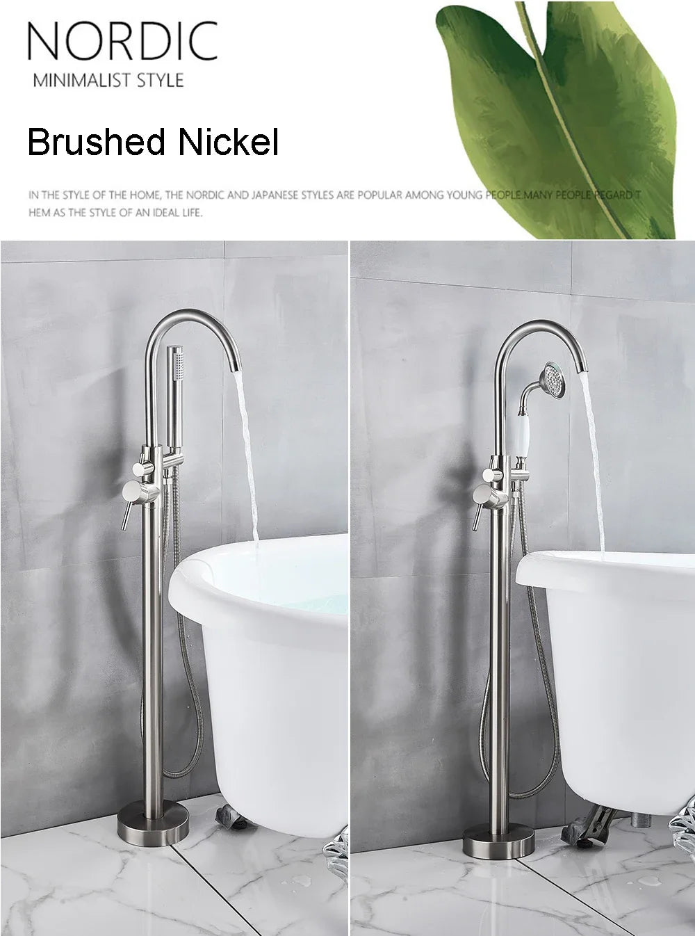 Chrome White Floor Mounted Bathtub Faucet Bathroom Freestanding Bath Tub Shower Set Swivel Spout Clawfoot Mixer