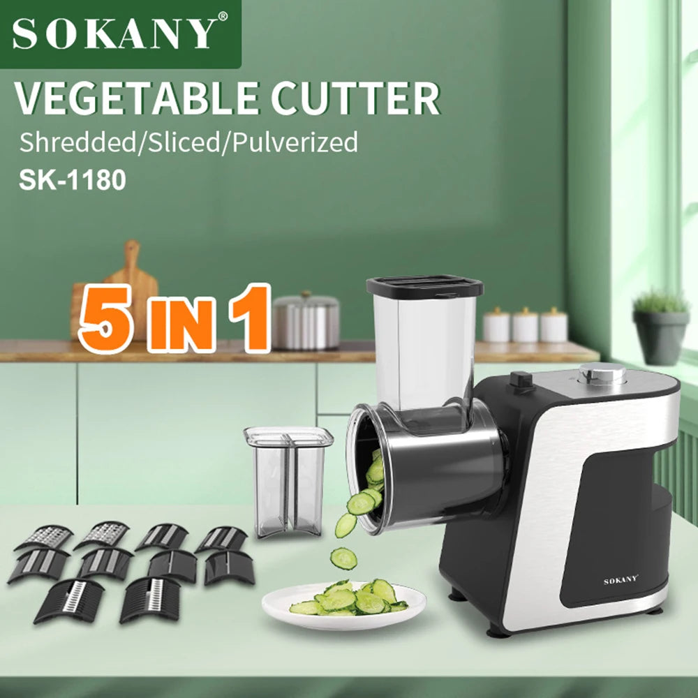 1000W Electric Vegertable Chopper Cutter 5 In 1 Stainless Steel Food Processors Kitchen Mixer Multifunctional Potato Slicer 220V
