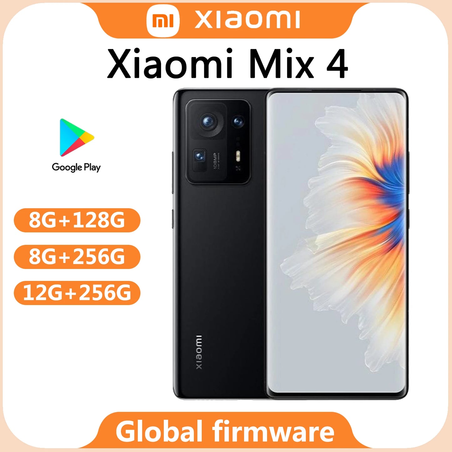 Smartphone Xiaomi MIX 4 5G zoom Global firmware 12g 256g 120w Qualcomm Snapdragon 888Plus used phone