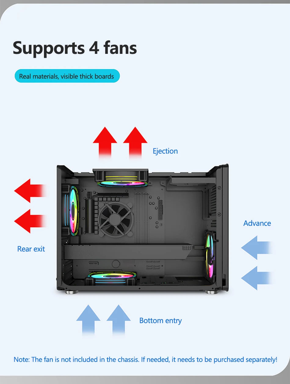 Power Train P60 Desktop MATX Case Handheld Portable Mesh Version PC Small Chassis Supports 350mm Graphics Card Type-C Interface