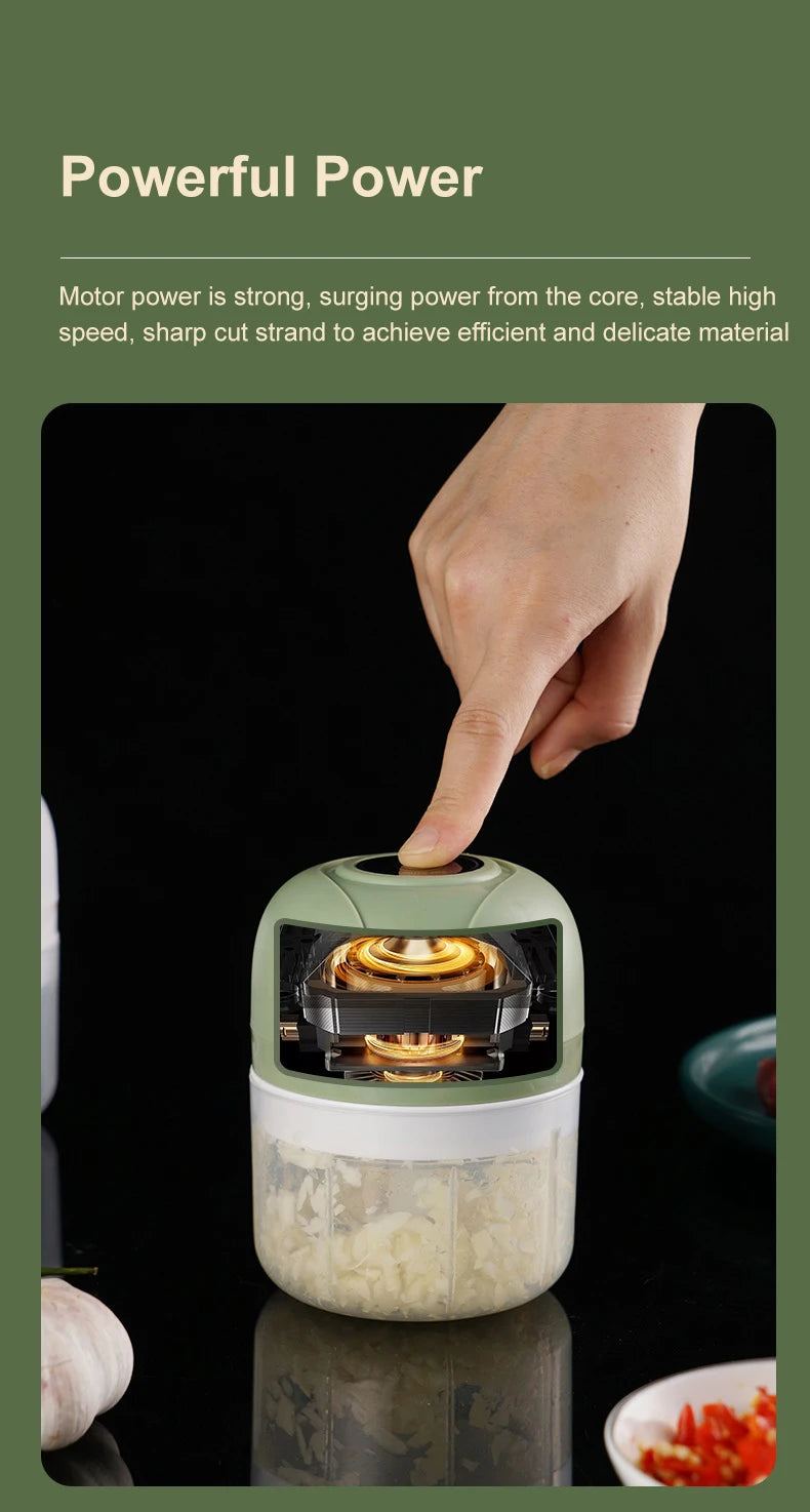 100/250ml Electric Garlic Masher Machine Mini USB charging Food Processor for Nuts Vegetable BlackPepper Chili Kitchen Tools
