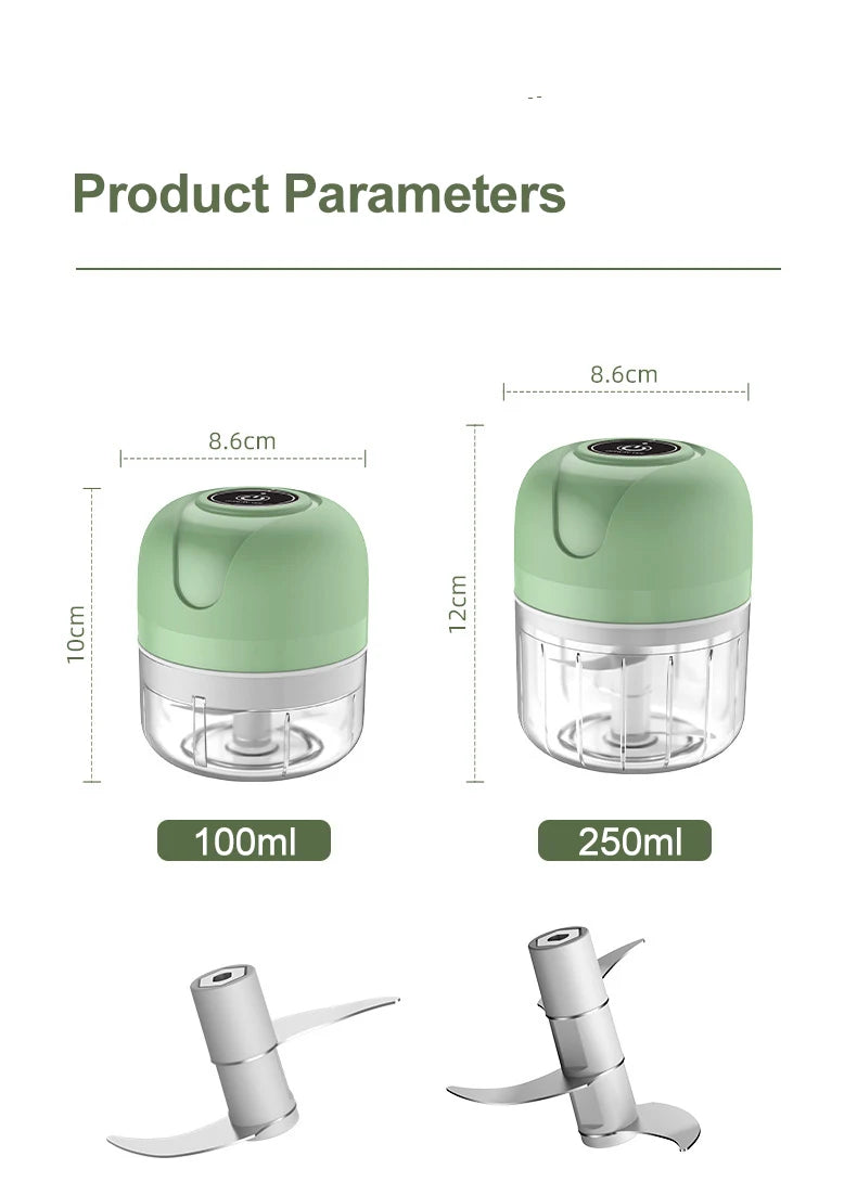 100/250ml Electric Garlic Masher Machine Mini USB charging Food Processor for Nuts Vegetable BlackPepper Chili Kitchen Tools