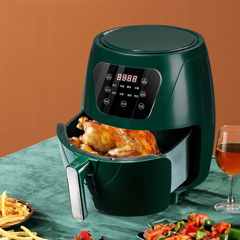 New Air Fryer Household Iarge Capacity French Fries Machine Multifunctional Electric Fryer 6L 1200W