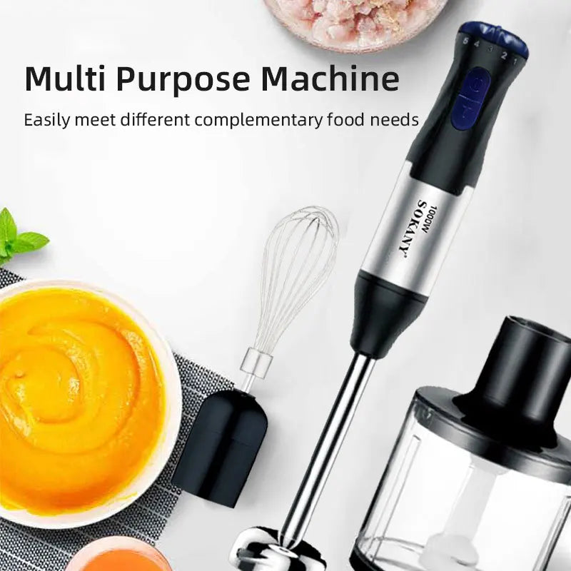 1000W Portable Handheld Electric Blender,4 In 1 Multi-Functional Household Kitchen Electric Mixer,Egg Beater,Food Processors