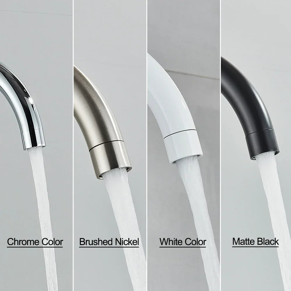 Chrome White Floor Mounted Bathtub Faucet Bathroom Freestanding Bath Tub Shower Set Swivel Spout Clawfoot Mixer