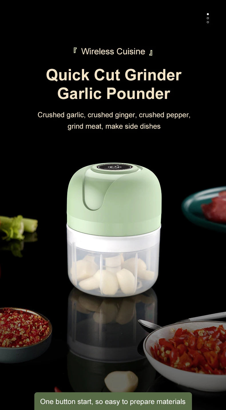 100/250ml Electric Garlic Masher Machine Mini USB charging Food Processor for Nuts Vegetable BlackPepper Chili Kitchen Tools