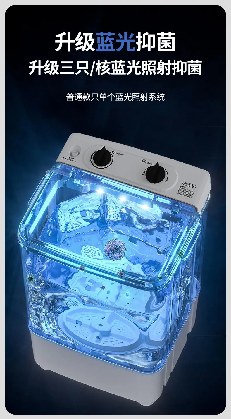 Small washing machine semi-automatic household pulsator elution integrated antibacterial dormitory large capacity