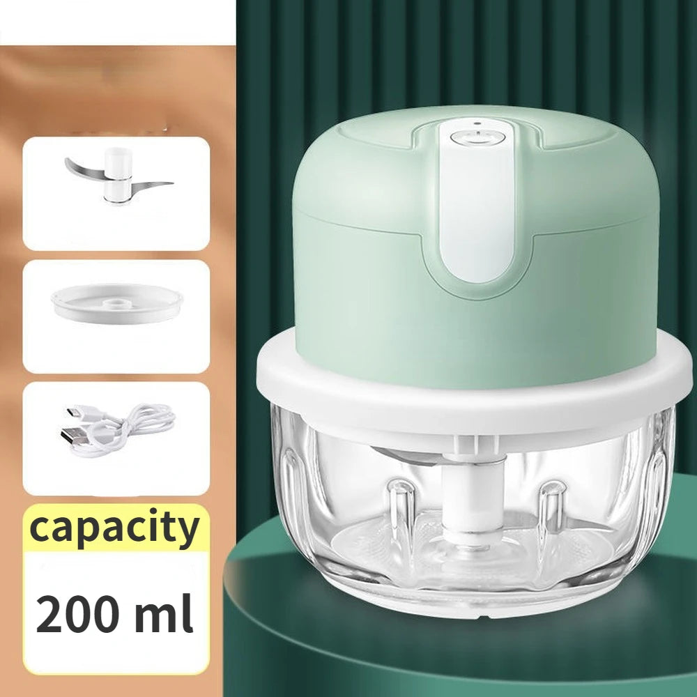 Mini Electric Blender Vegetable Chopper Garlic Masher Crusher USB Rechargeable Ginger Meat Grinder Food Processor Kitchen Gadget