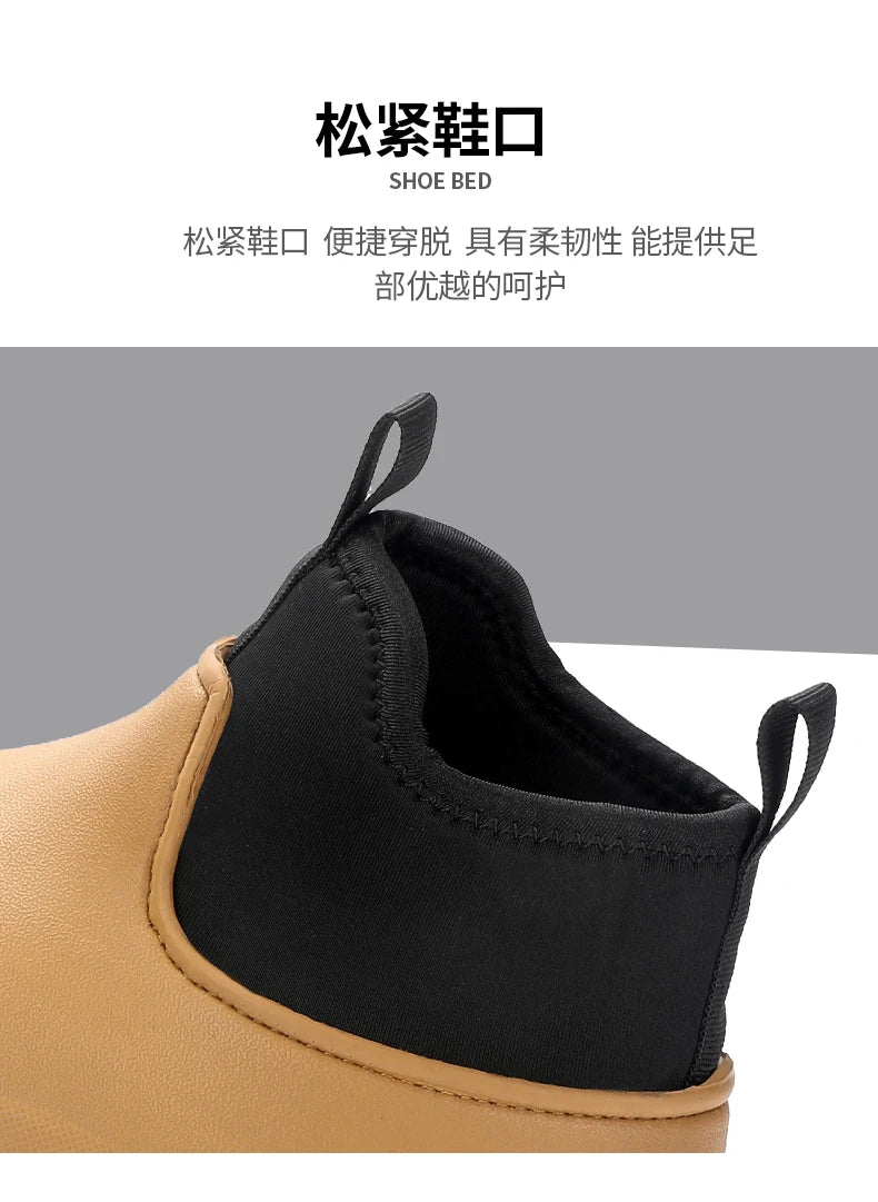 New Outdoor Fashion Versatile Wear resistant and Oil resistant Short Rain Boots for Men's Waterproof and Anti slip Kitchen Shoes