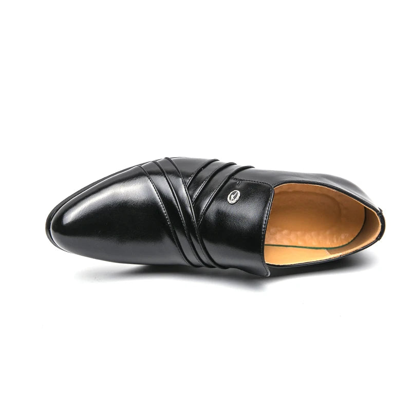New Business Formal Oxford Shoes for Men Casual Wedding Office Party High Heels Shoes Classic Men Shoes PU Leather Dress Shoes