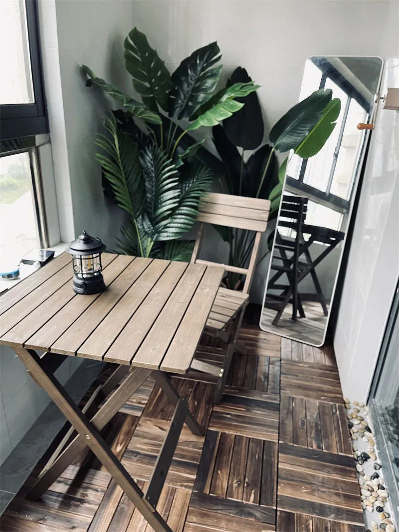 Nordic Solid Wood Garden Furniture Sets Patio Furniture Folding Portable Outdoor Garden and Terrace Set Outdoor Table Chair Set