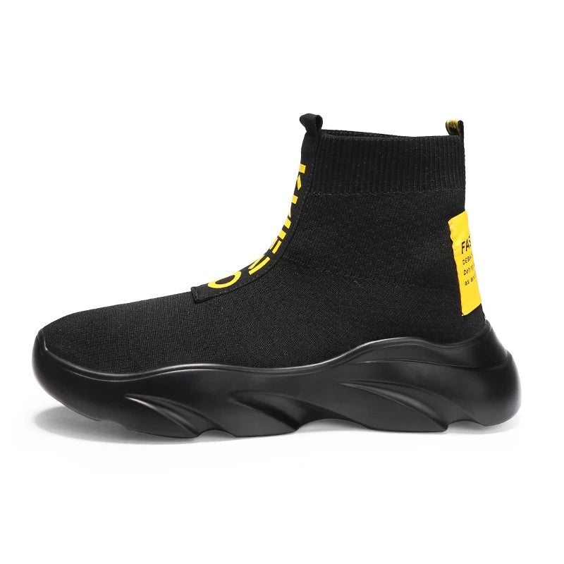 Men Vulcanized Shoes High Top Casual Sports Shoes Breathable Jogging Shoes Platform Sneakers Socks Ankle Boots Chaussure Homme