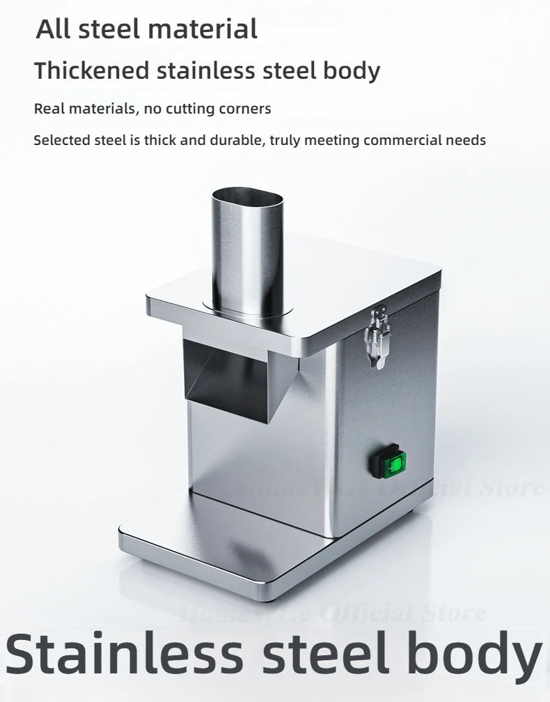 HomeWise Commercial Electric Vegetable Cube Cutting Machine Fruit Slicer Cutting Strip Dice Food Processor With 5 Blades