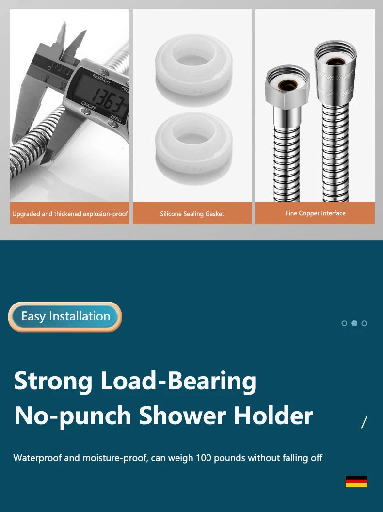 150MM Rainfall Thermostat Bathroom Shower Faucet Set Handheld Booster Showerhead Wall Mounted Brass Bath Hot & Cold Mixer Taps