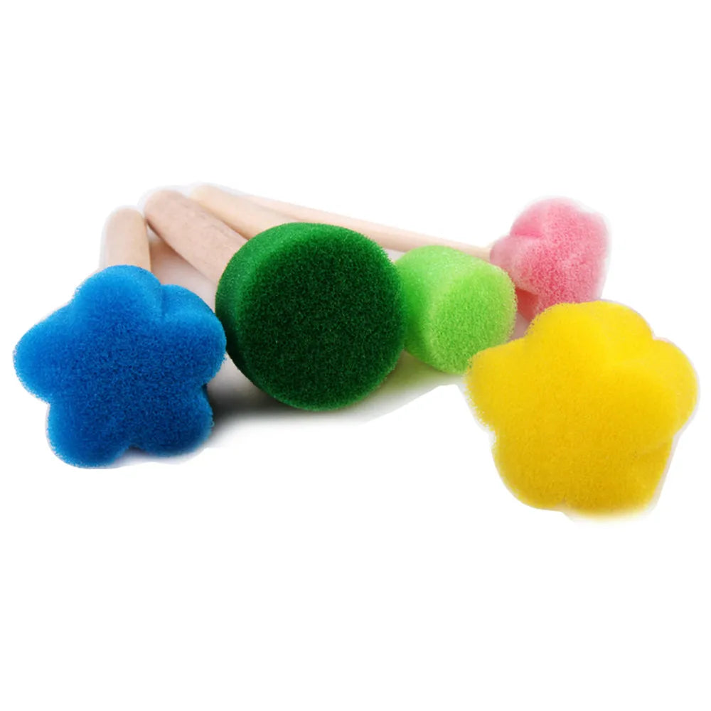 4Pcs Kids Painting Sponge Kids Early Learning Sponge Painting Kit Child Paint Set 30 Pieces Sponge Drawing Shapes Paint Brushes