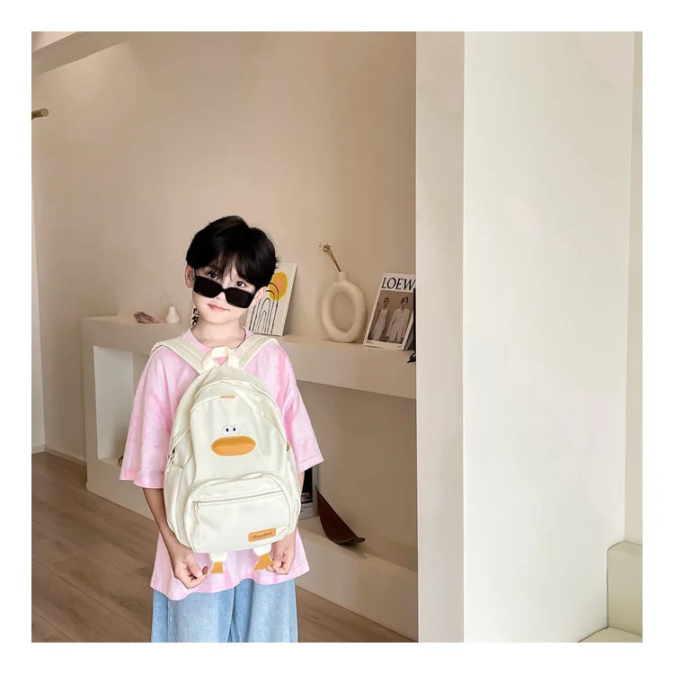 Kindergarten School Bag Cartoon Cute Duckling Burden Reduction Backpack Boys and Girls Campus Canvas Backpack