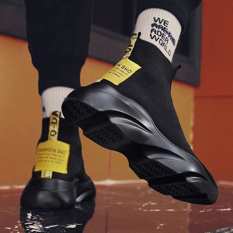 Men Vulcanized Shoes High Top Casual Sports Shoes Breathable Jogging Shoes Platform Sneakers Socks Ankle Boots Chaussure Homme